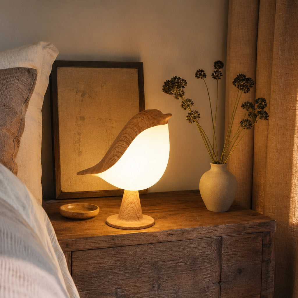 Lampe Oiseau LED Rechargeable Tactile – Veilleuse Design Art Déco à Intensité Réglable