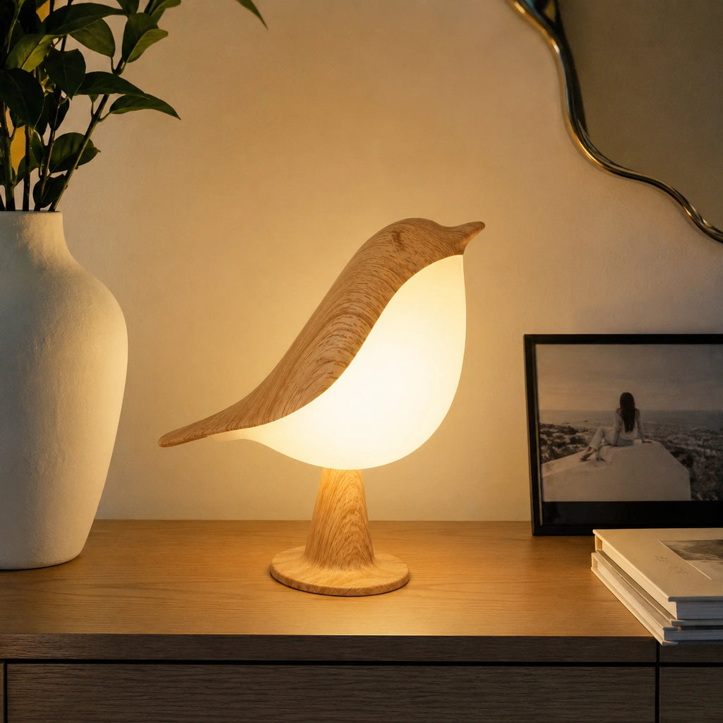 Lampe Oiseau LED Rechargeable Tactile – Veilleuse Design Art Déco à Intensité Réglable