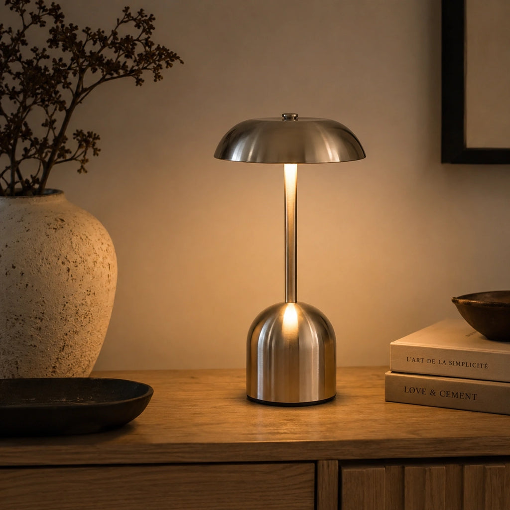 Lampe de Table LED Rechargeable en Métal Dorée – Lampe Tactile Dimmable
