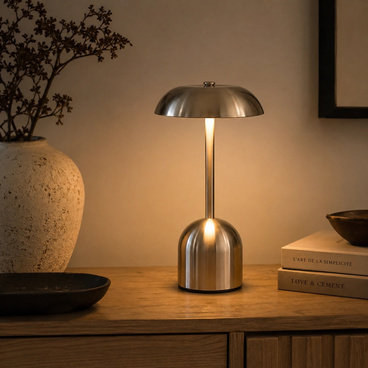 Lampe de Table LED Rechargeable en Métal Dorée – Lampe Tactile Dimmable