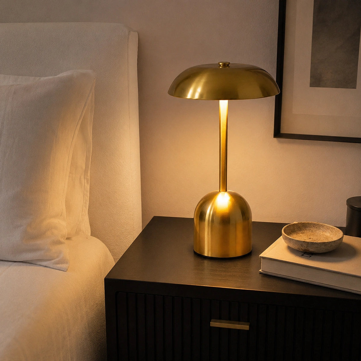 Lampe de Table LED Rechargeable en Métal Dorée – Lampe Tactile Dimmable