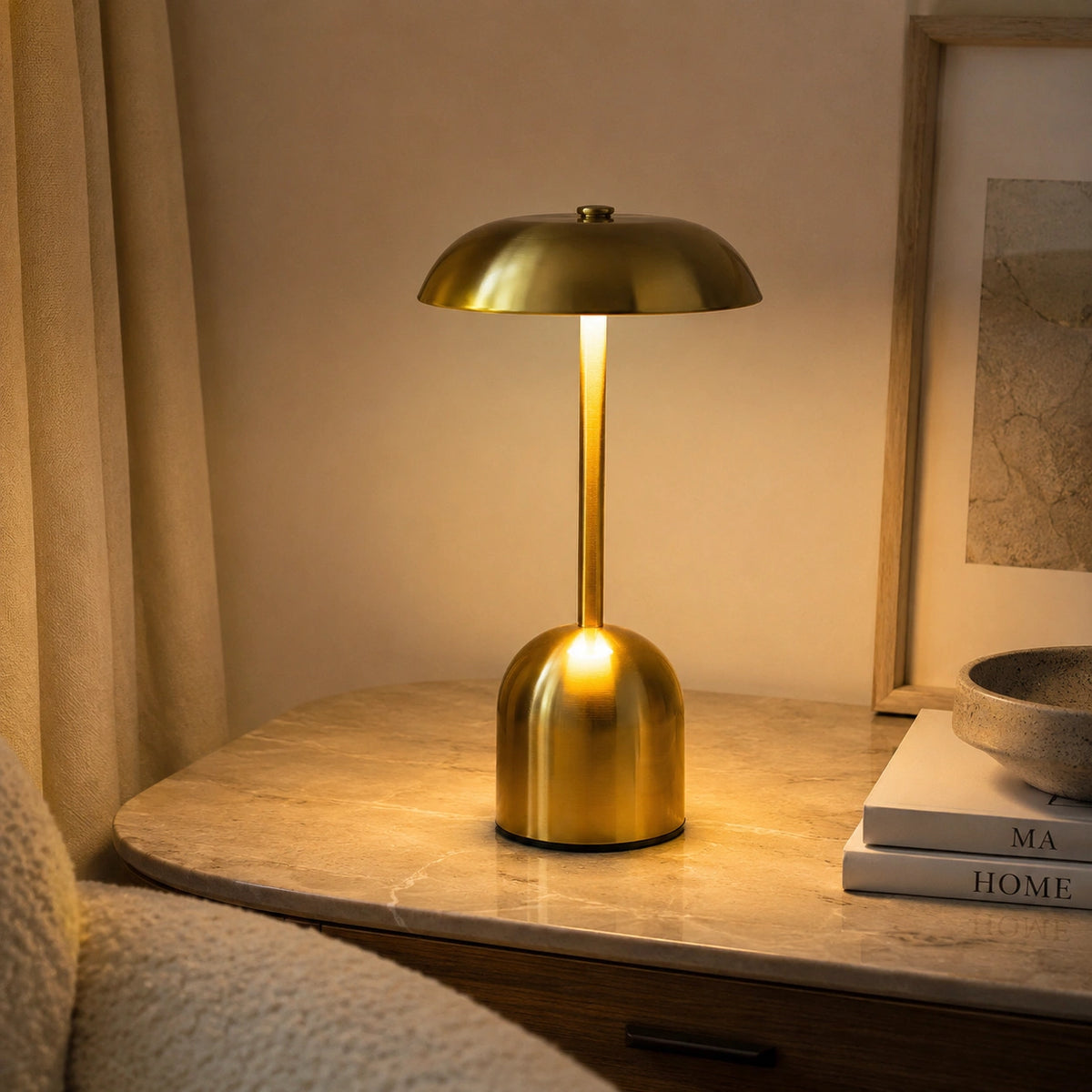 Lampe de Table LED Rechargeable en Métal Dorée – Lampe Tactile Dimmable