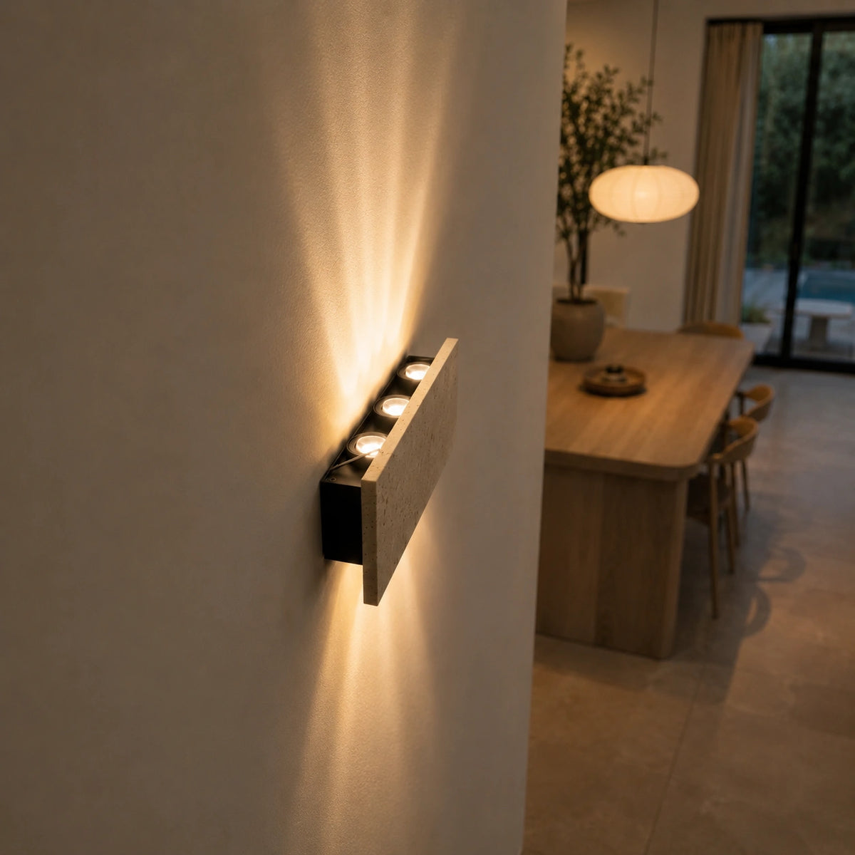 Applique Murale Pierre Travertin | Éclairage LED Minimaliste