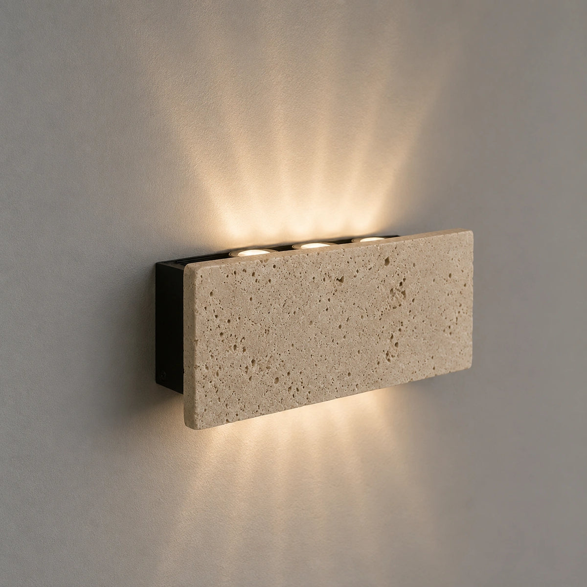 Applique Murale Pierre Travertin | Éclairage LED Minimaliste