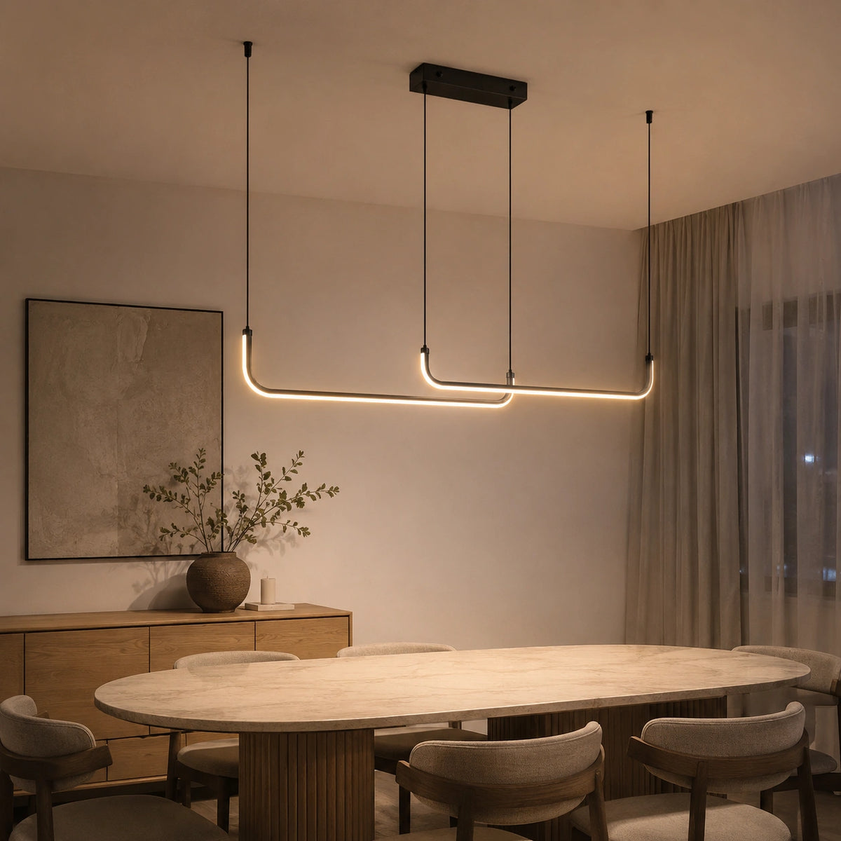 Suspension LED Moderne Noir | Lustre Design Salle à Manger