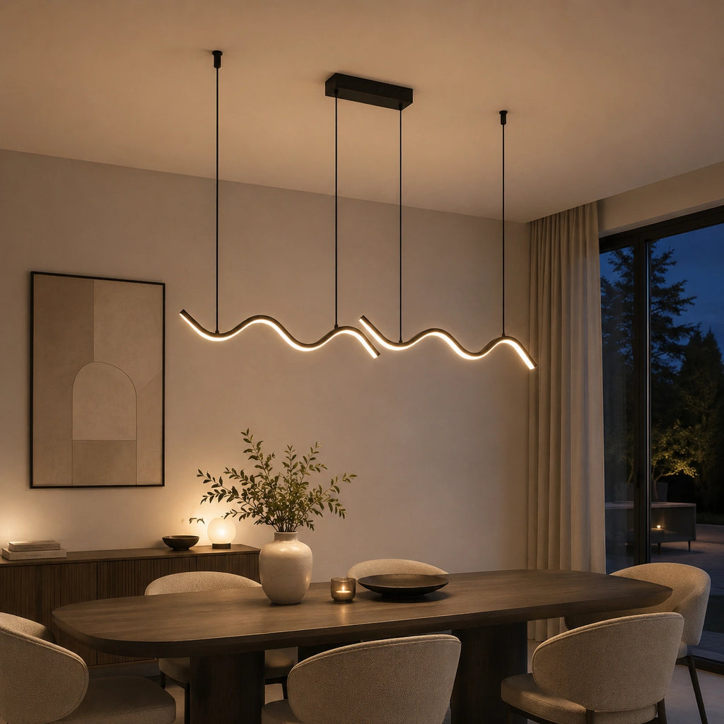 Suspension LED Nordique Noire | Lustre Moderne Salle à Manger
