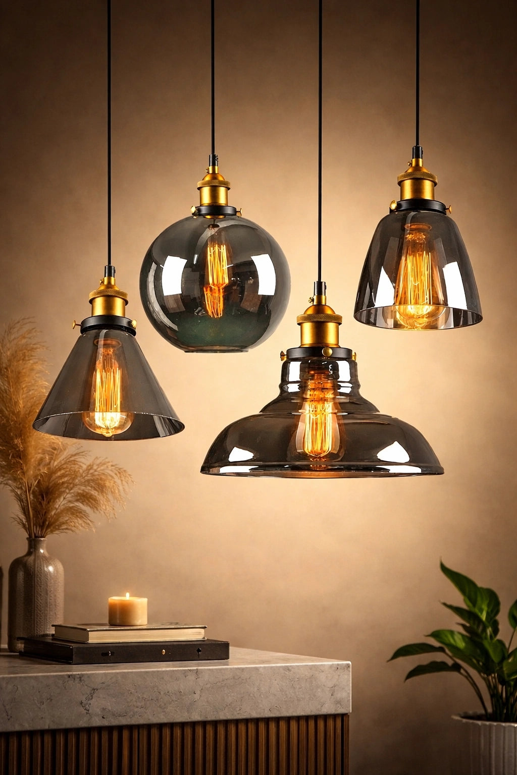 Lustre de salon en verre | Oréo