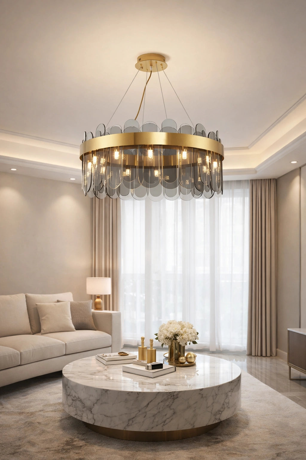 Lustre de salon en verre | Isalys