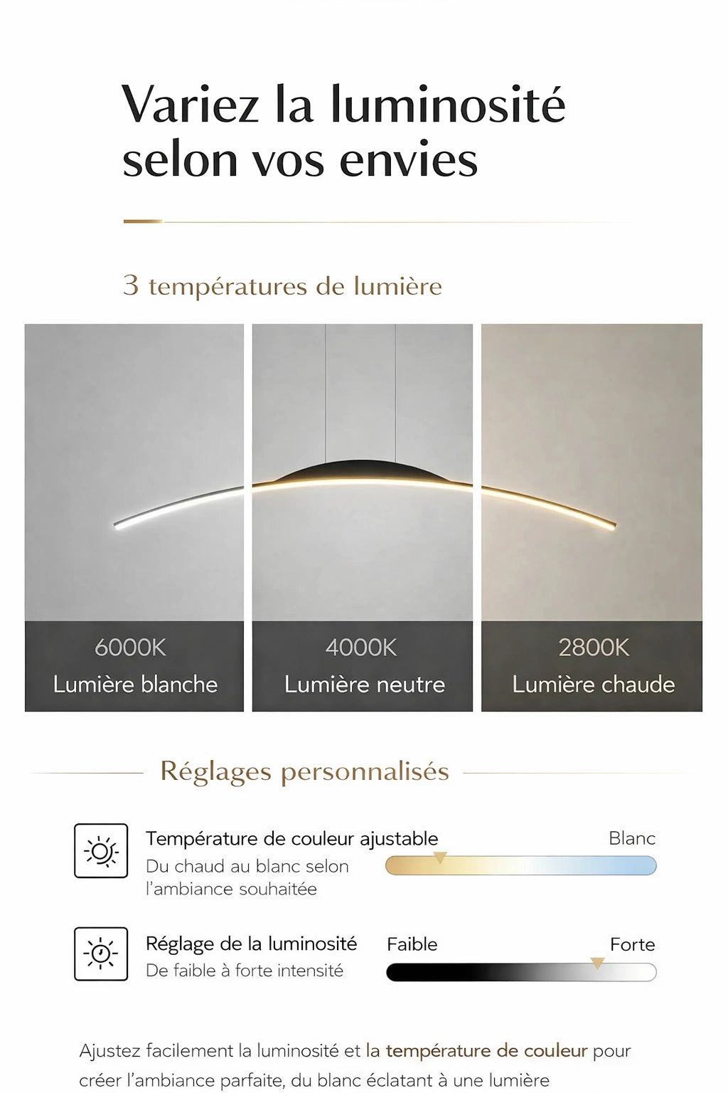 Lustre LED moderne noir –  design vague