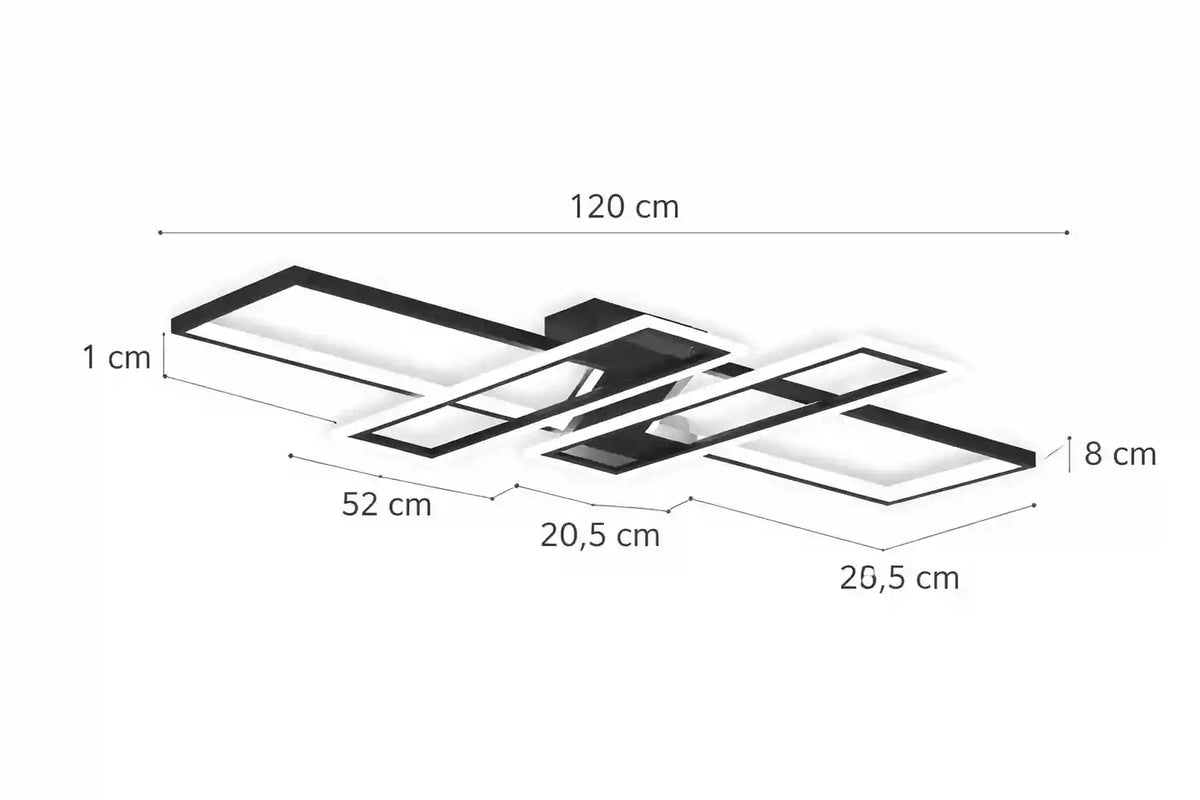 Plafonnier LED | Rectangle Noir Dimmable avec Télécommande