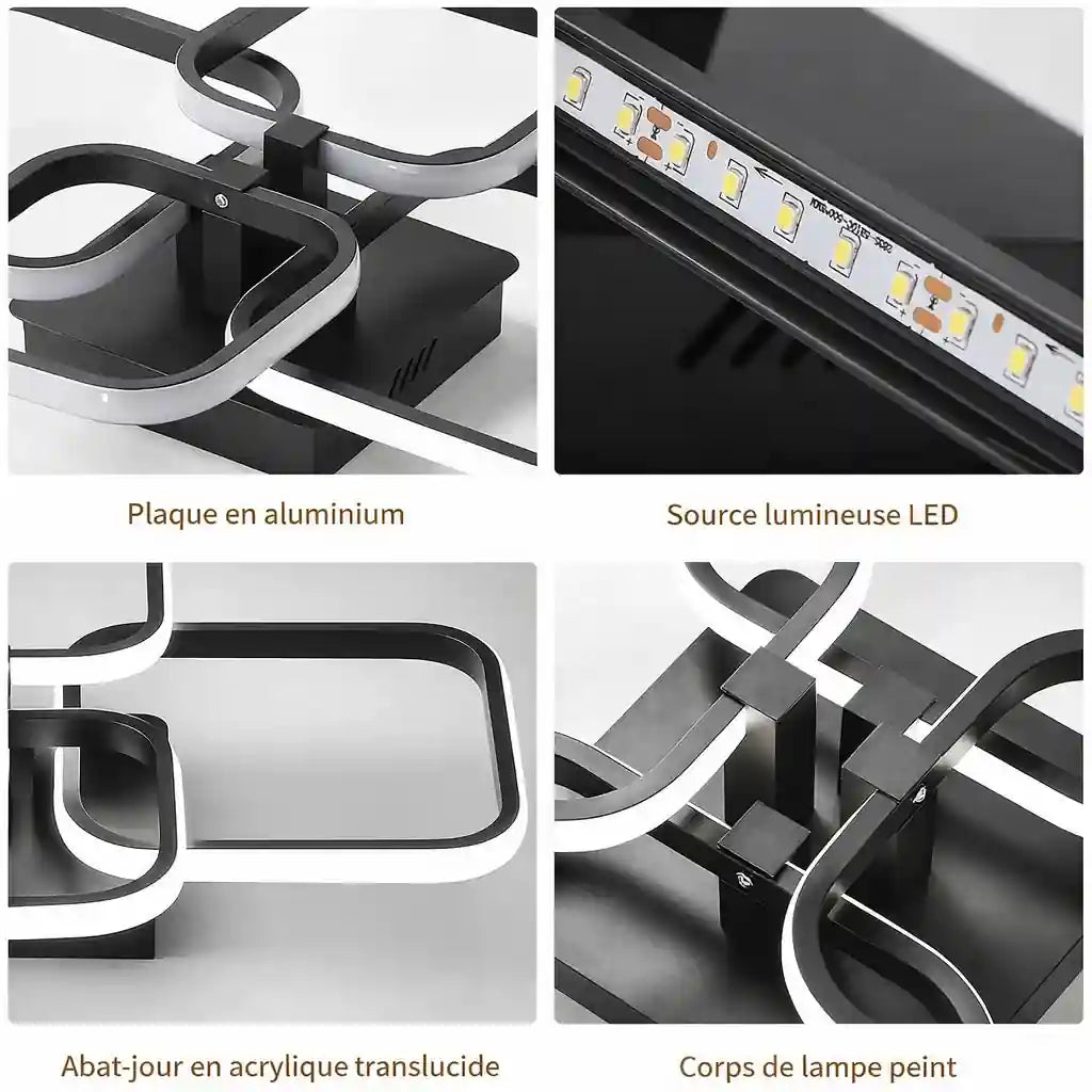 Plafonnier LED | Carré Moderne Métal & Acrylique Lumière Froide