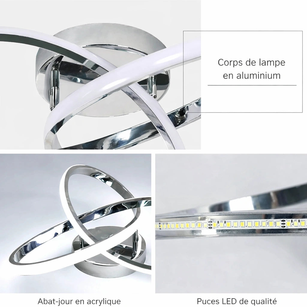 Plafonnier LED | Trèfle Argent Élégant