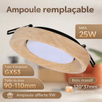 Plafonnier LED | Spot Encastré Bois GX53 Cuisine Chambre Moderne