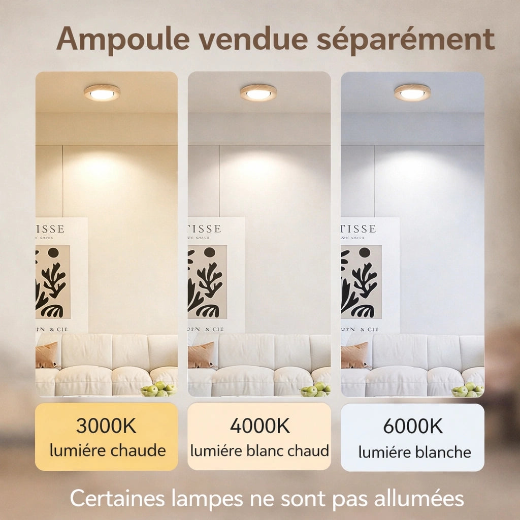 Plafonnier LED | Spot Encastré Bois GX53 Cuisine Chambre Moderne