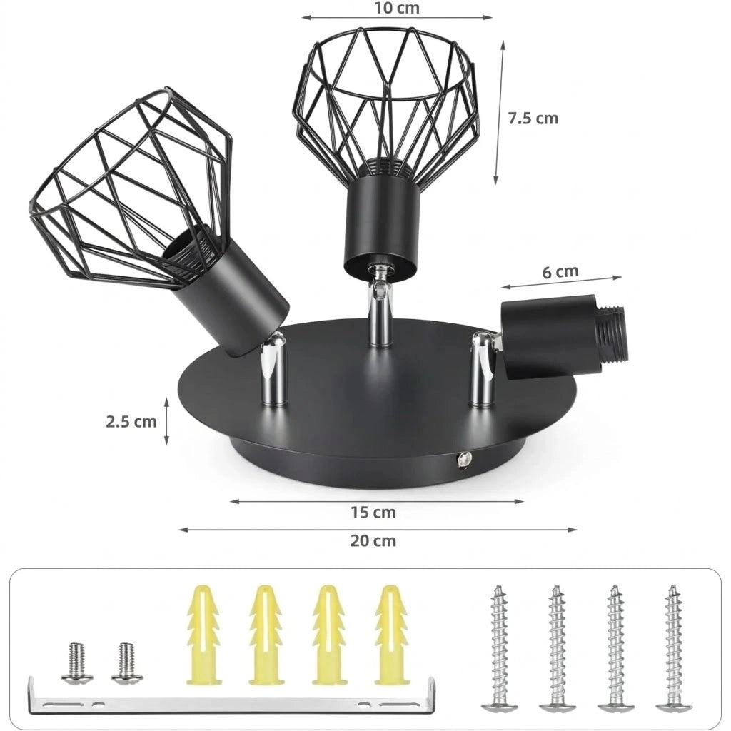 Plafonnier LED | Spots Orientables Noir 3 à 6 Lumières Moderne