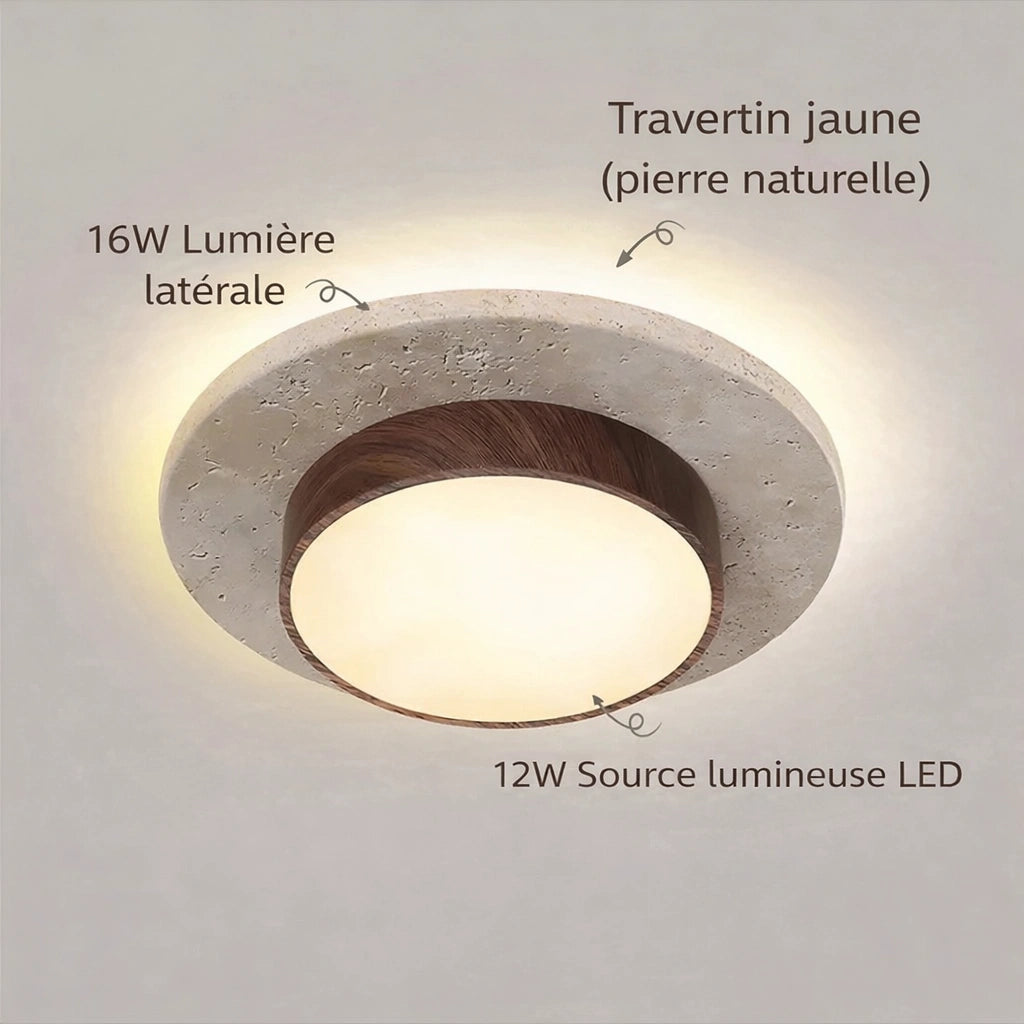 Plafonnier LED | Pierre & Bois Noyer Wabi Sabi Salon Couloir Balcon