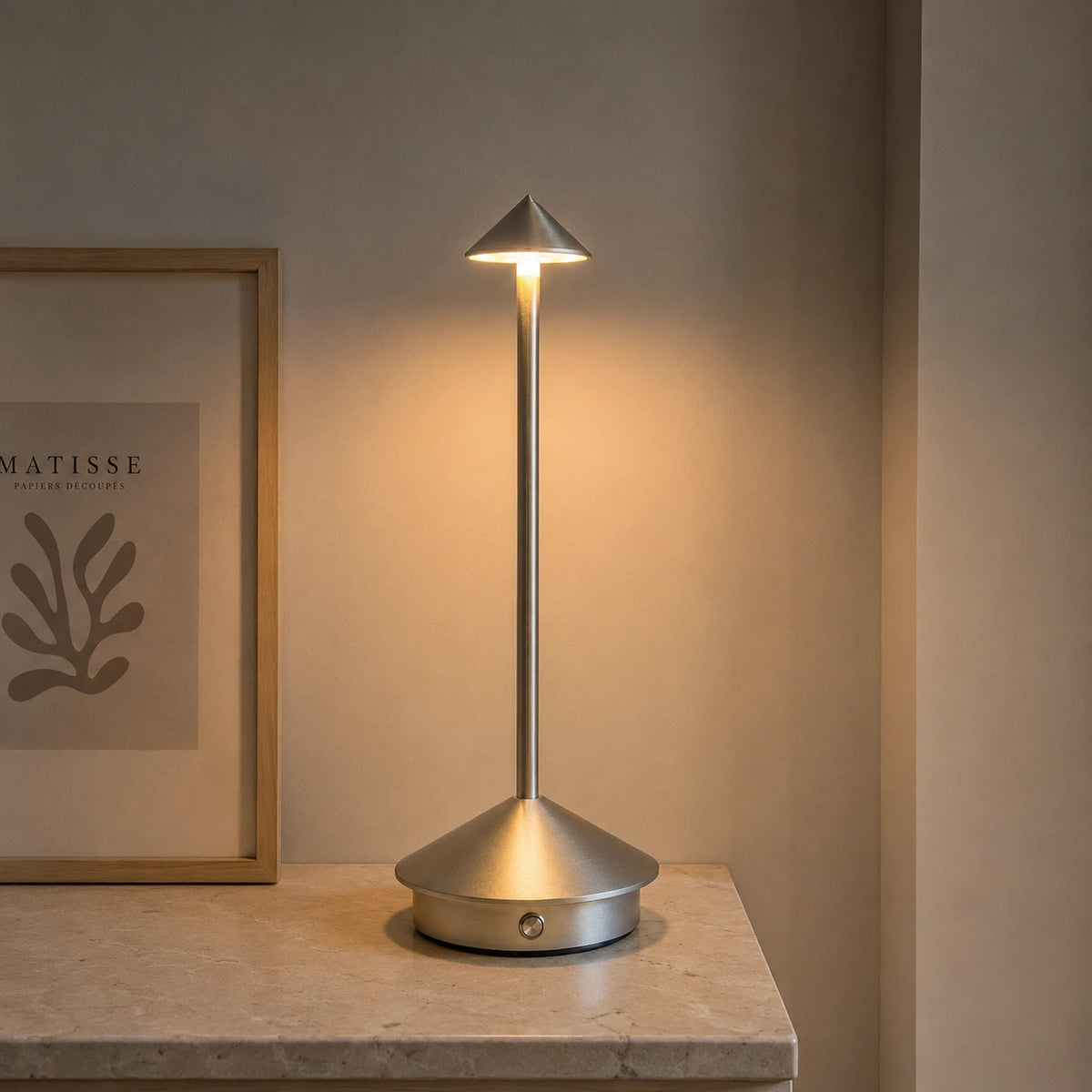 Lampe de Table Rechargeable Sans Fil LED – Éclairage Tactile Dimmable en Aluminium