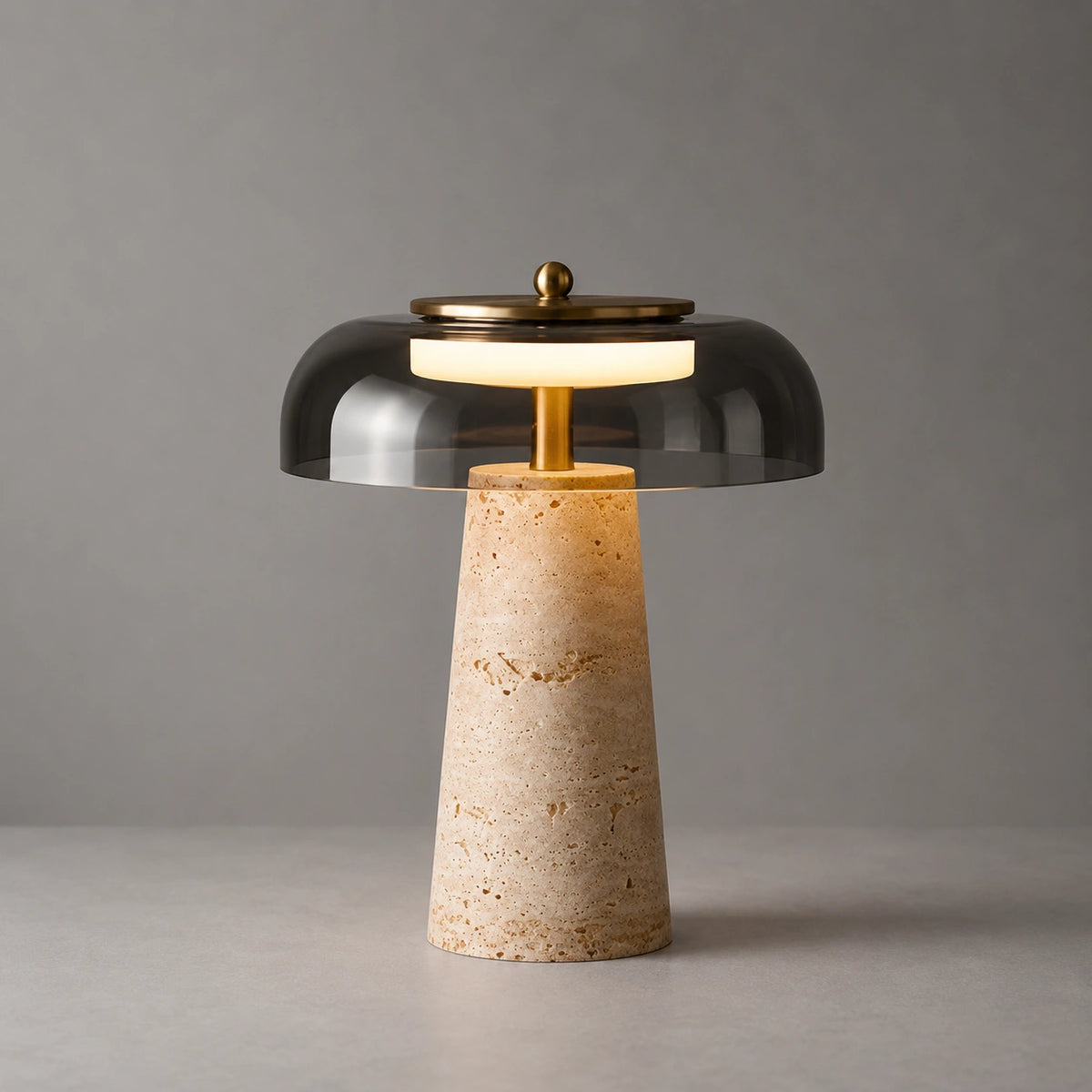 Lampe de Table en Travertin Naturel Forme Champignon – Lampe LED Design