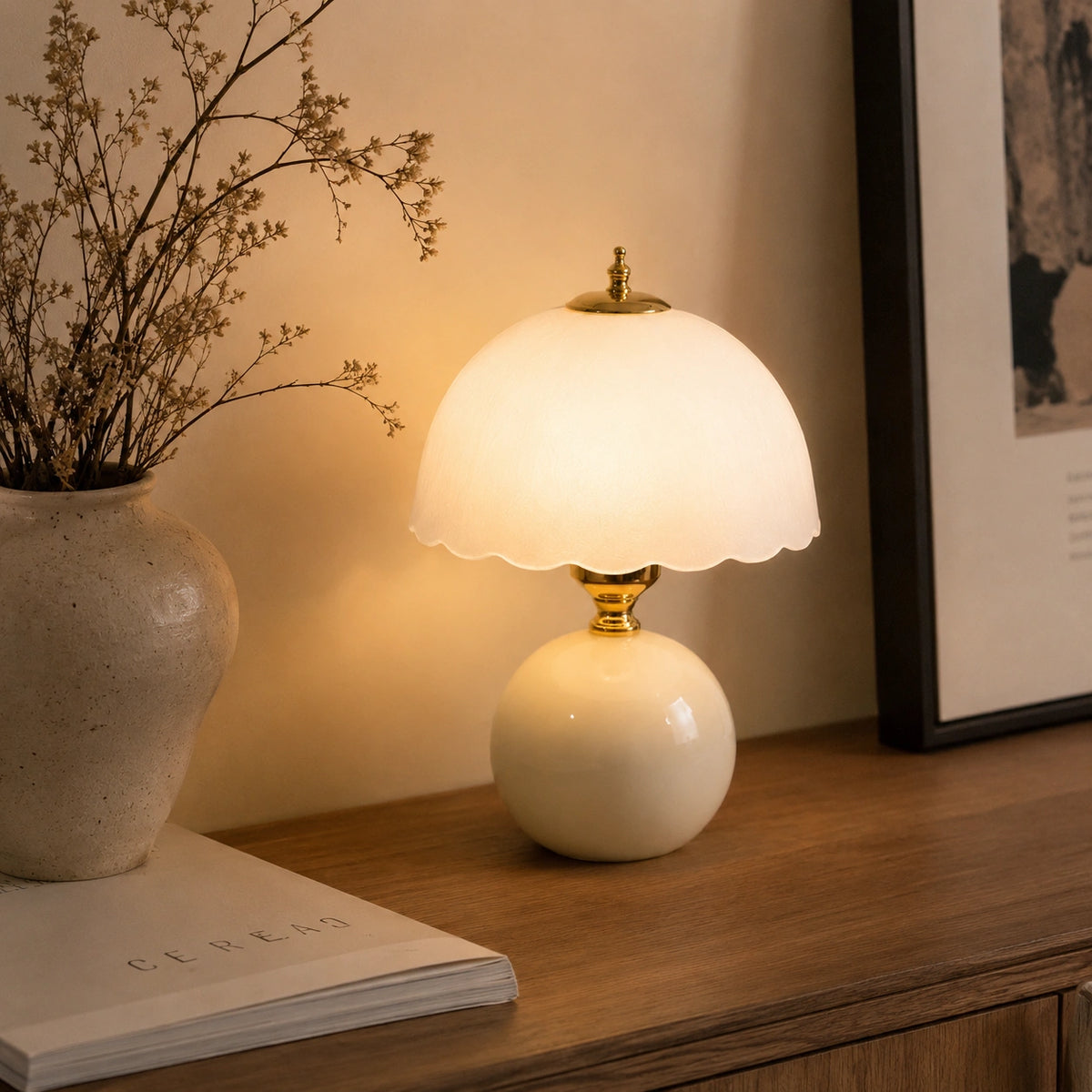 Lampe de Chevet Fleur en Céramique – Éclairage LED Décoratif