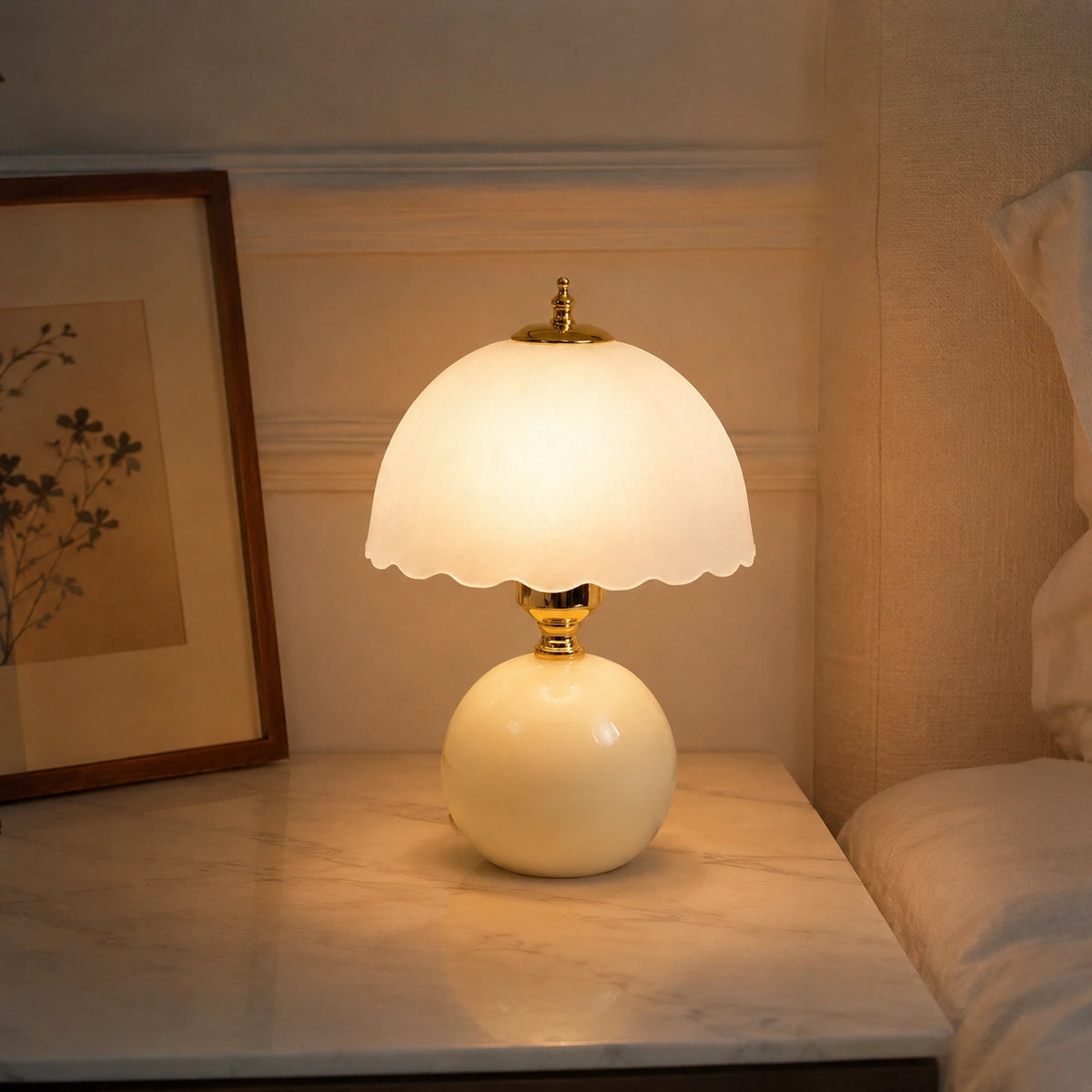 Lampe de Chevet Fleur en Céramique – Éclairage LED Décoratif