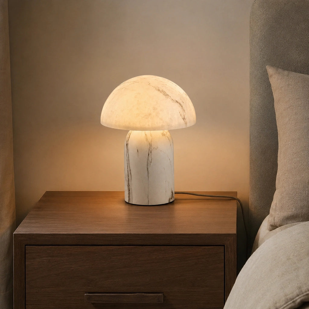 Lampe de Table Champignon Effet Marbre – Éclairage LED