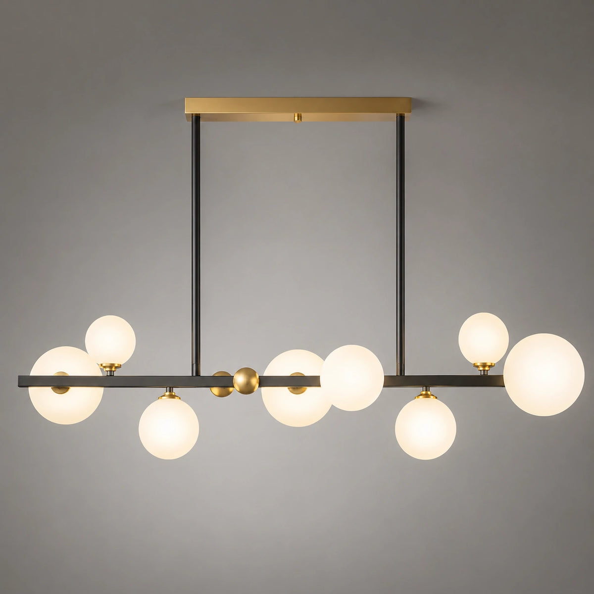 Suspension Moderne Noir Mat et Verre Opalin Haut de Gamme