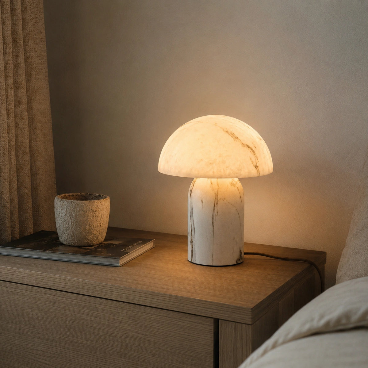 Lampe de Table Champignon Effet Marbre – Éclairage LED