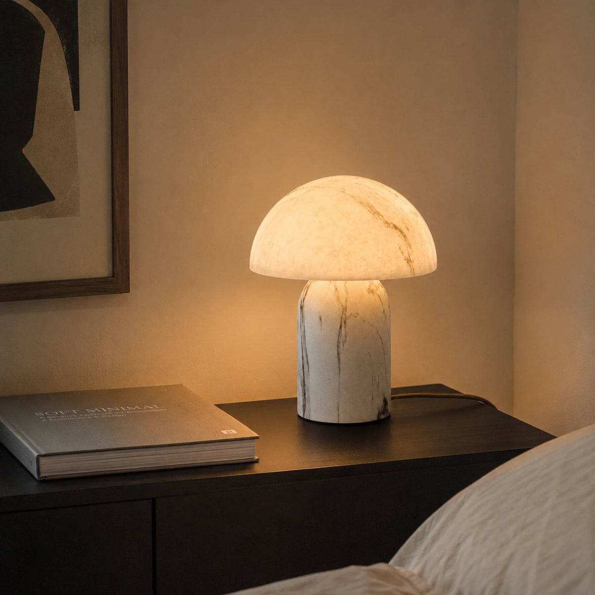 Lampe de Table Champignon Effet Marbre – Éclairage LED