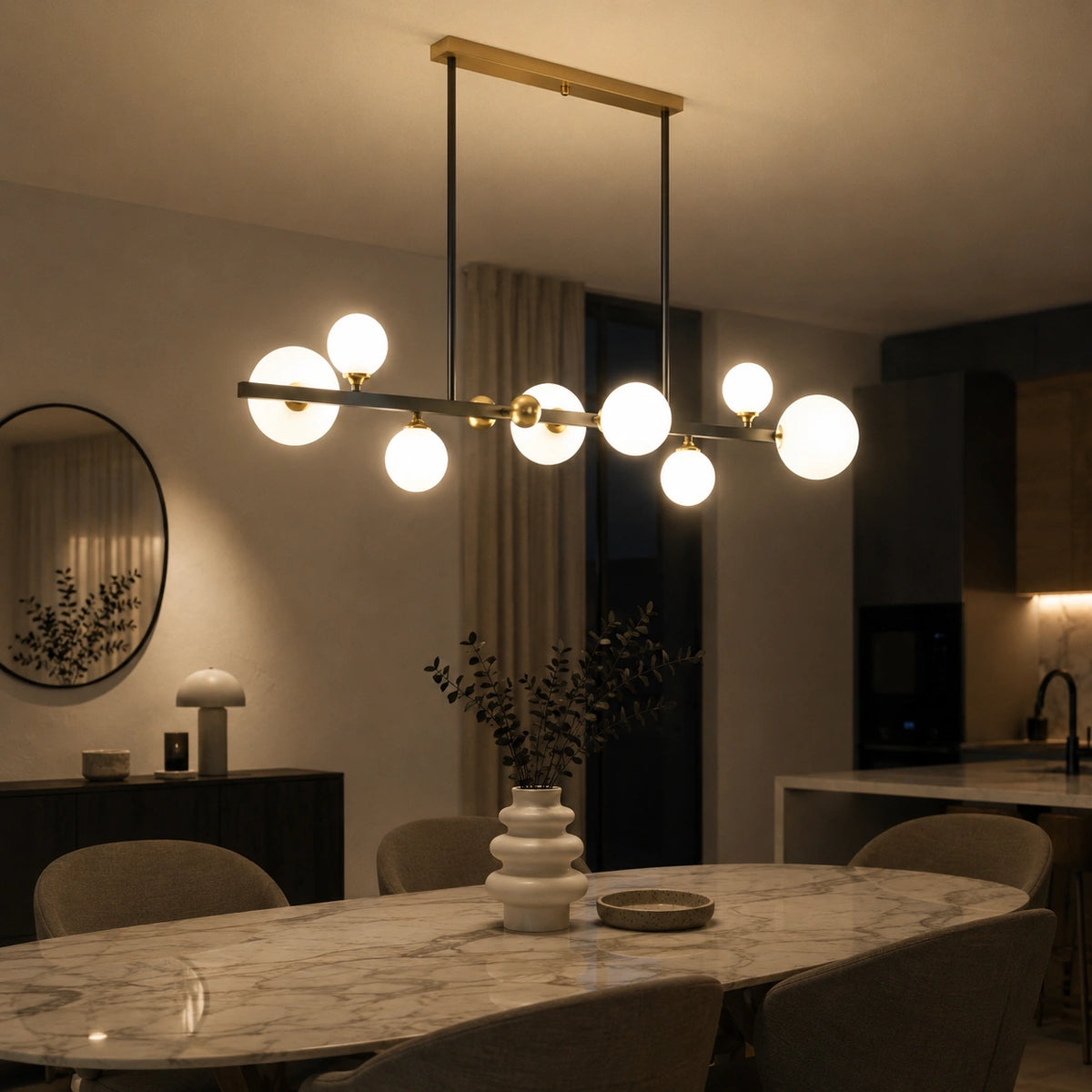 Suspension Moderne Noir Mat et Verre Opalin Haut de Gamme