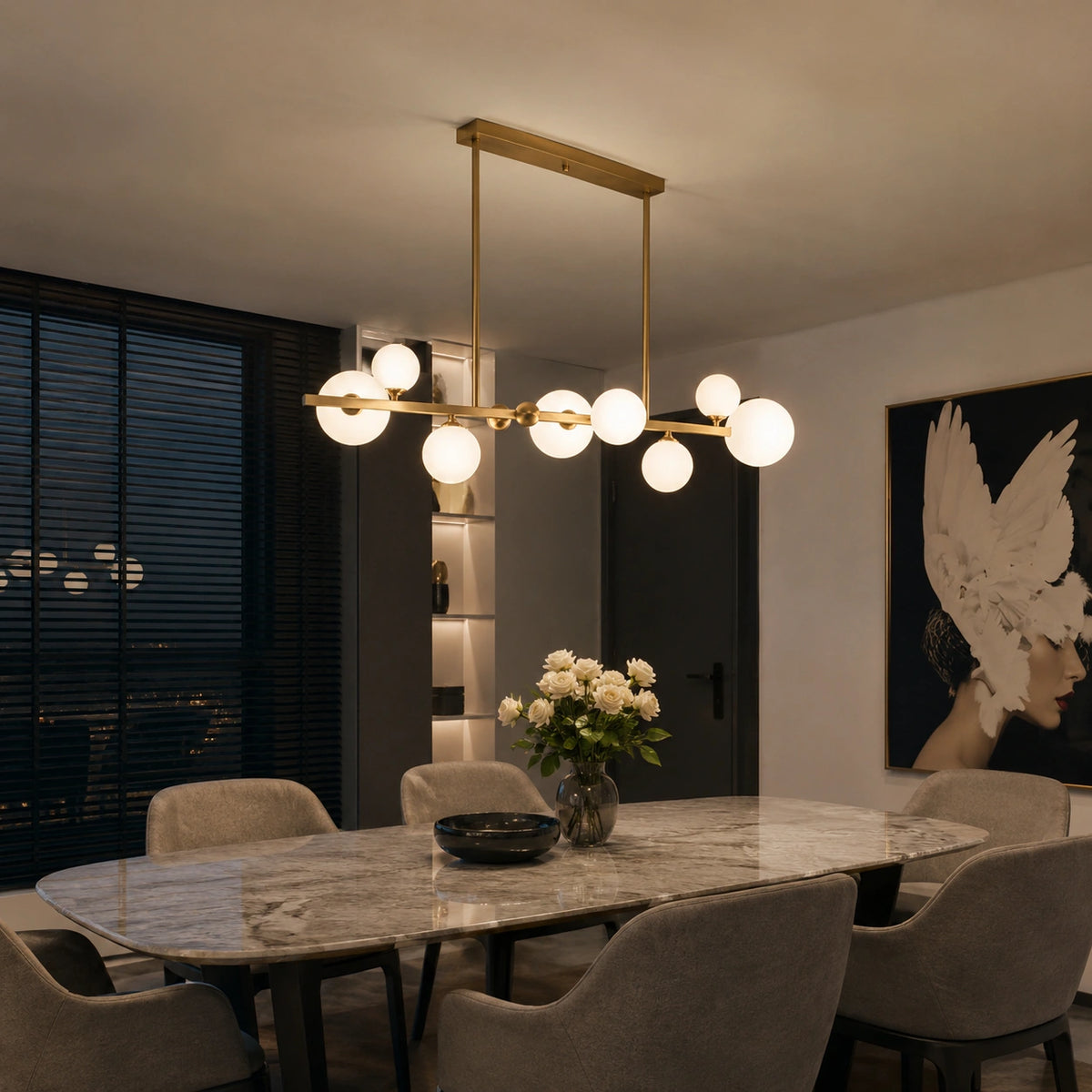 Suspension Moderne Noir Mat et Verre Opalin Haut de Gamme