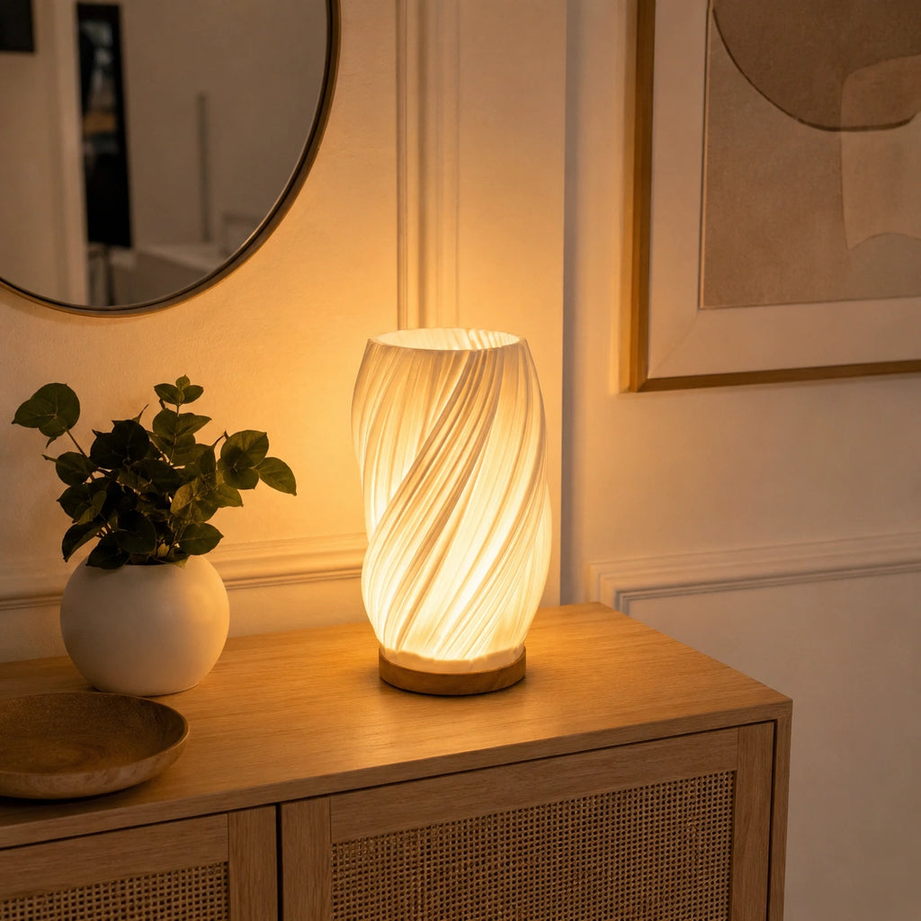 Lampe de Chevet Plissée Design Japandi – Éclairage LED Tactile