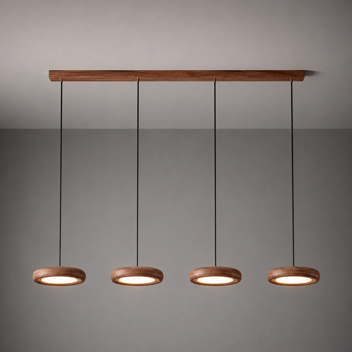 Lustre Moderne Effet Bois Naturel Style Japandi