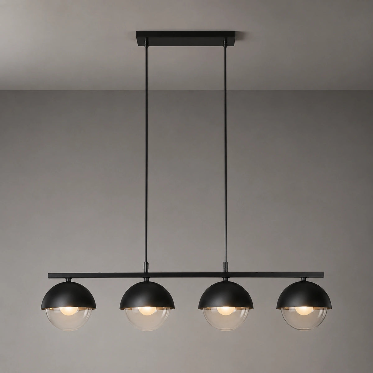 Suspension Verre Opalin et Métal Noir Design Contemporain