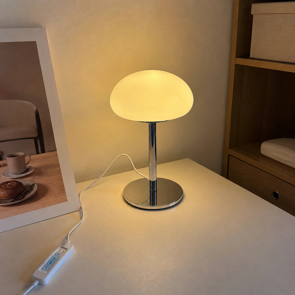 Lampe de Table Nuage en Verre Dépoli – Éclairage LED Tactile Dimmable