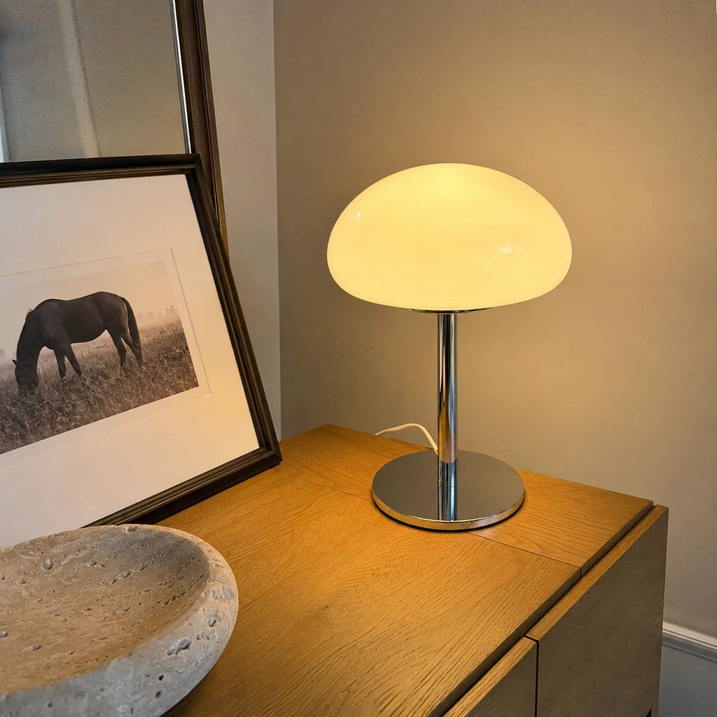 Lampe de Table Nuage en Verre Dépoli – Éclairage LED Tactile Dimmable