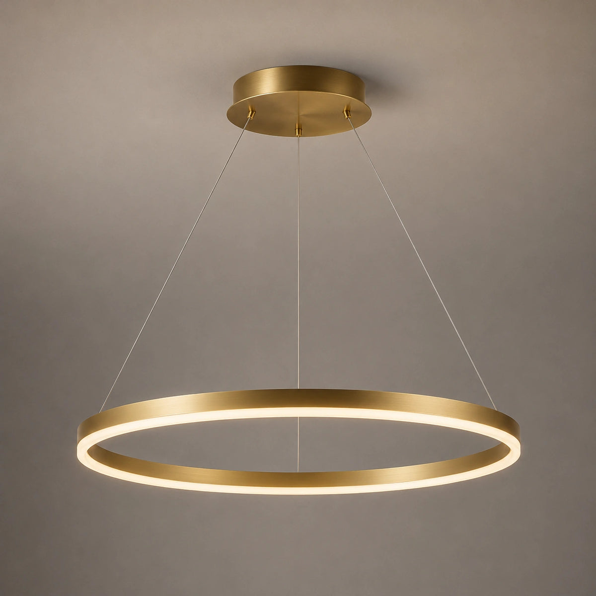 Suspension LED Anneau Noir Design Architectural Moderne