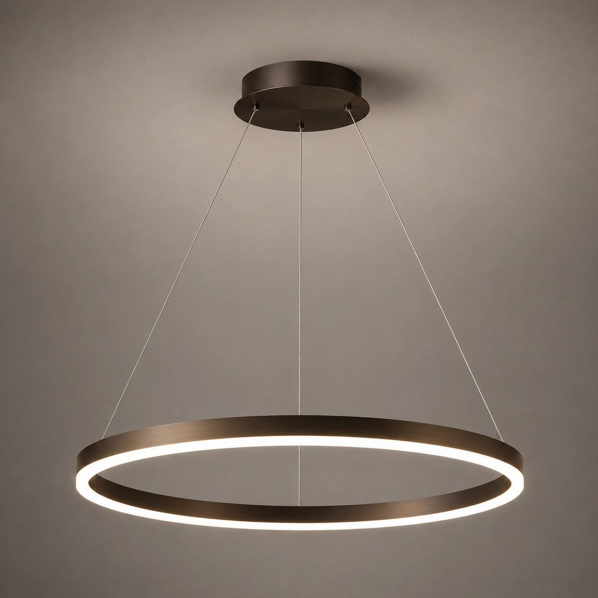 Suspension LED Anneau Noir Design Architectural Moderne