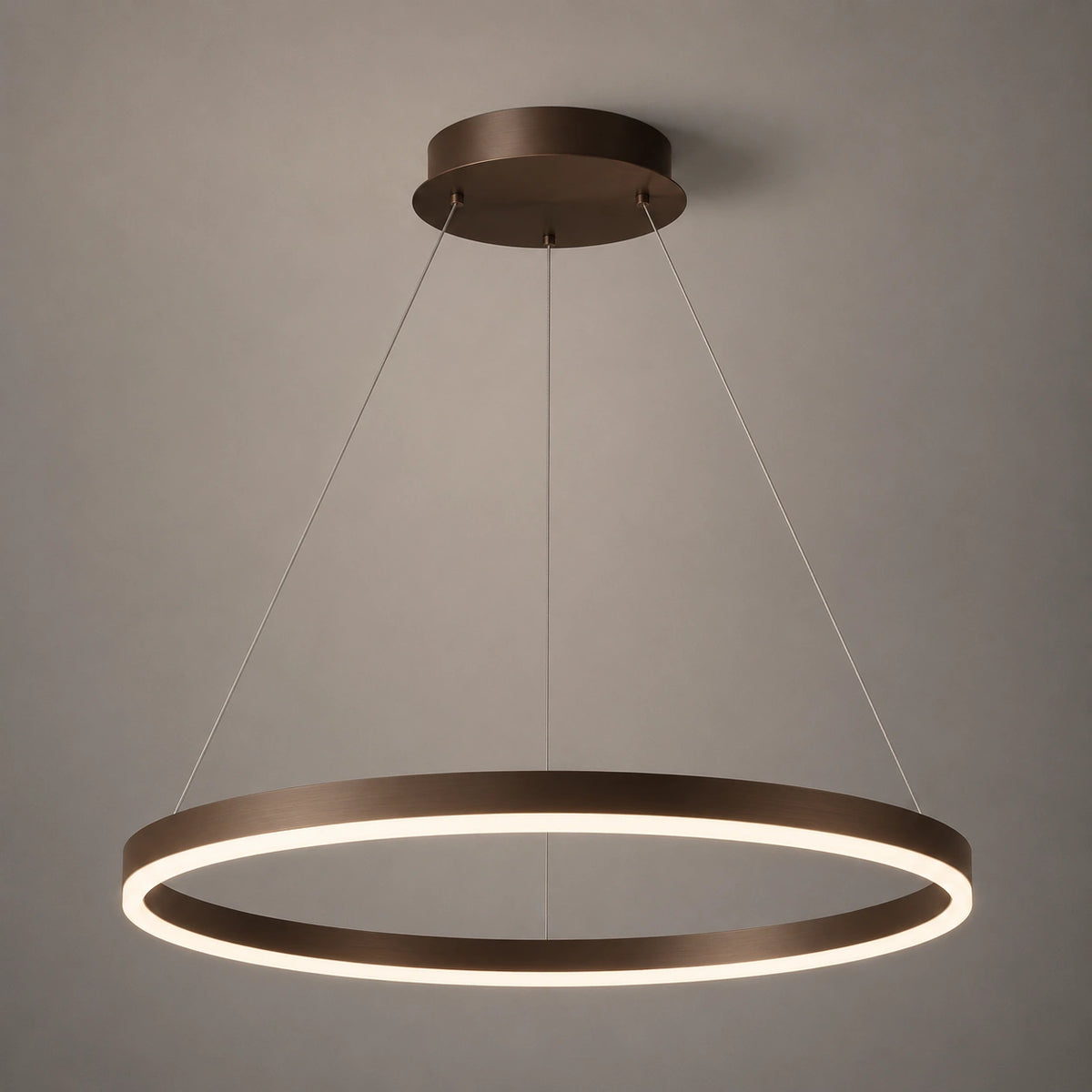 Suspension LED Anneau Noir Design Architectural Moderne