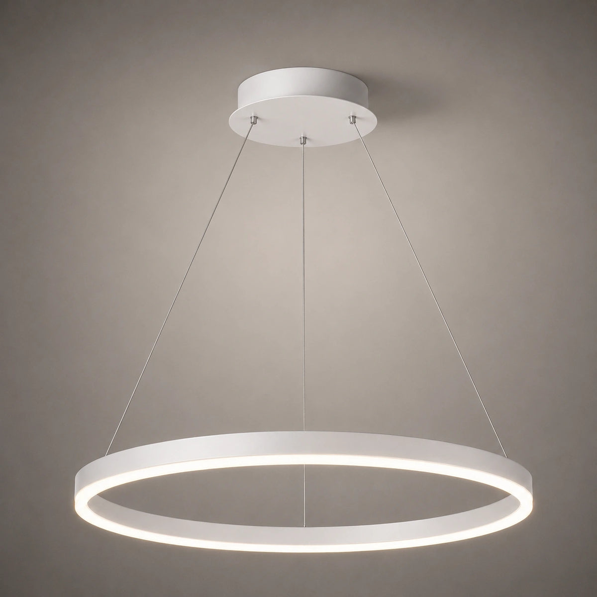 Suspension LED Anneau Noir Design Architectural Moderne