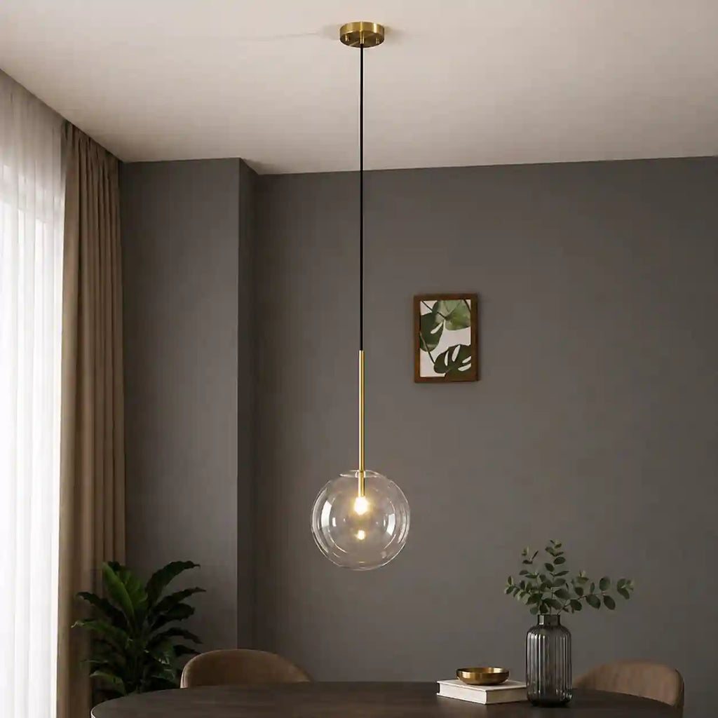 Suspension boule en verre - style contemporain