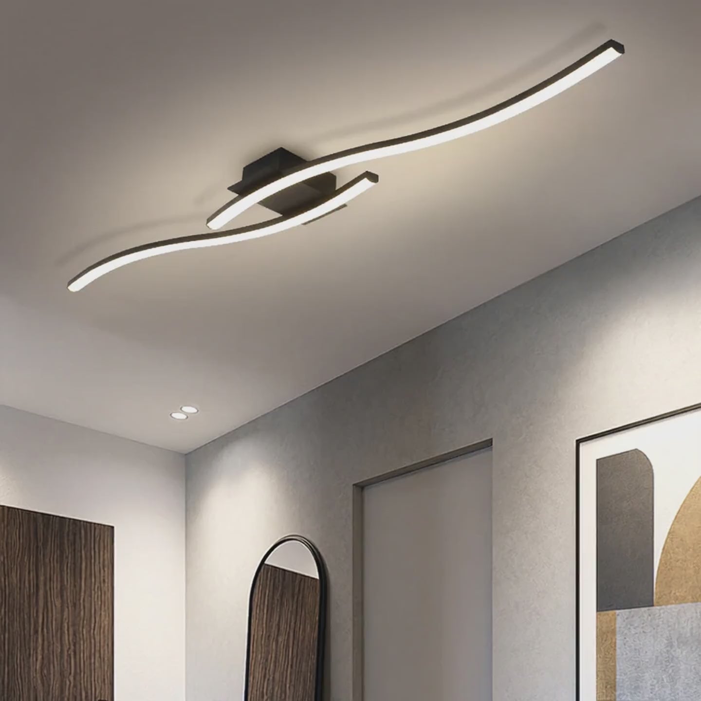 Plafonnier LED | Design Noir Élégant salon et chambre