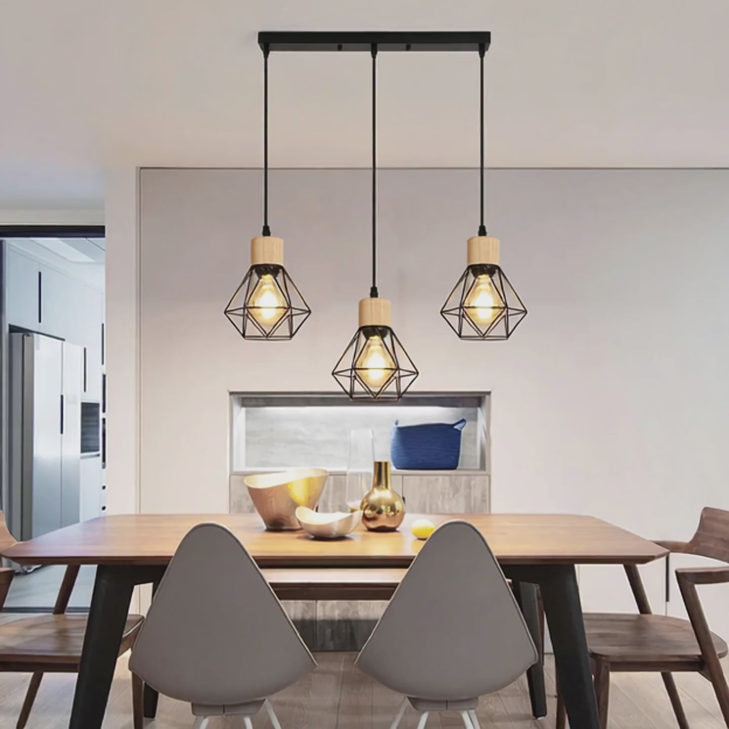 Lustre LED | Suspension Industrielle Grillage Rectangulaire