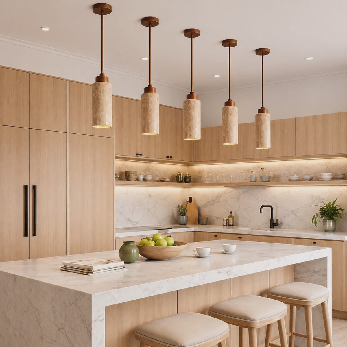 Suspension en pierre - bois acajou, Violy design
