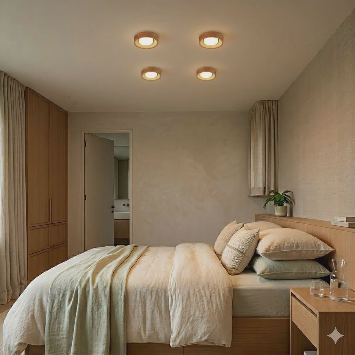 Plafonnier LED | Spot Encastré Bois GX53 Cuisine Chambre Moderne